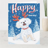 Bichon Frise in Snow Christmas Karte (Vorderseite)