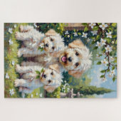Bichon Frise Jasmine-Garten-Kunst Puzzle (Horizontal)