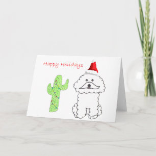 Bichon Frise Kaktus-Weihnachten Feiertagskarte