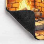 Bichon Frise Kamin mit Weihnachtslichtern Mousepad (Ecke)