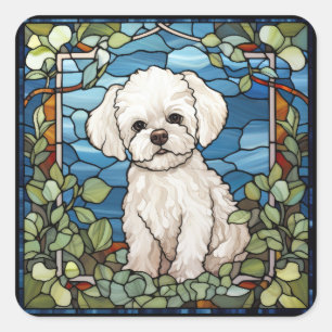 Bichon Frise Karte Quadratischer Aufkleber
