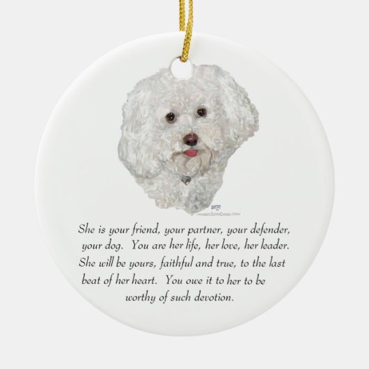 Bichon Frise Keepake FEMALE Keramik Ornament (Vorne)