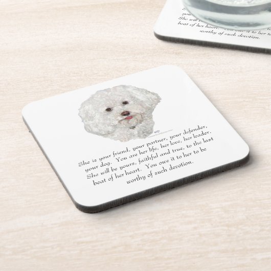 Bichon Frise Keepake FEMALE Untersetzer (Linke Seite)