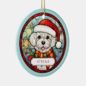 Bichon Frise Keramik Circle Ornament (Rechts)
