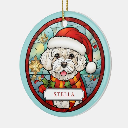 Bichon Frise Keramik Circle Ornament (Links)