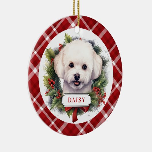 Bichon Frise Keramik Circle Ornament (Rechts)