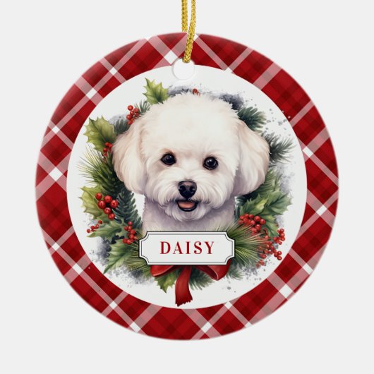Bichon Frise Keramik Circle Ornament (Vorne)