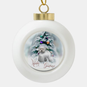 Bichon Frise Keramik Kugel-Ornament