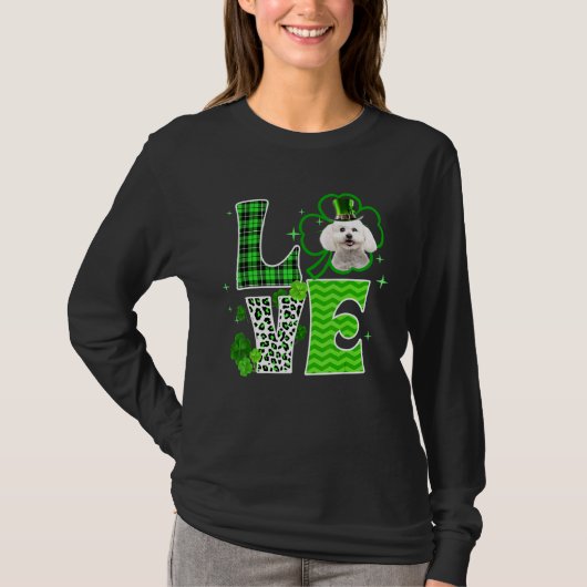 Bichon Frise Kleeblatt Lucky C Irish St Patricks D T-Shirt (Vorderseite)