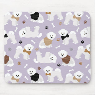 Bichon Frise Knochen und Paare Lila Mousepad