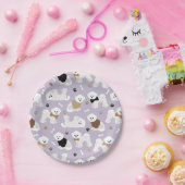 Bichon Frise Knochen und Paare Lila Pappteller (Party)