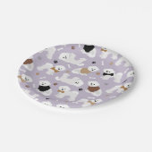 Bichon Frise Knochen und Paare Lila Pappteller (Schrägansicht)