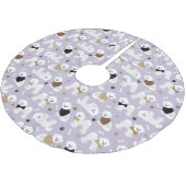 Bichon Frise Knochen und Paare Lila Polyester Weihnachtsbaumdecke (Schrägansicht)