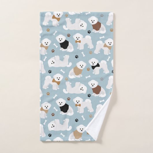 Bichon Frise Knochen und Paws Blue Badhandtuch Set (Handtuch)