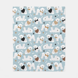 Bichon Frise Knochen und Paws Blue Fleecedecke