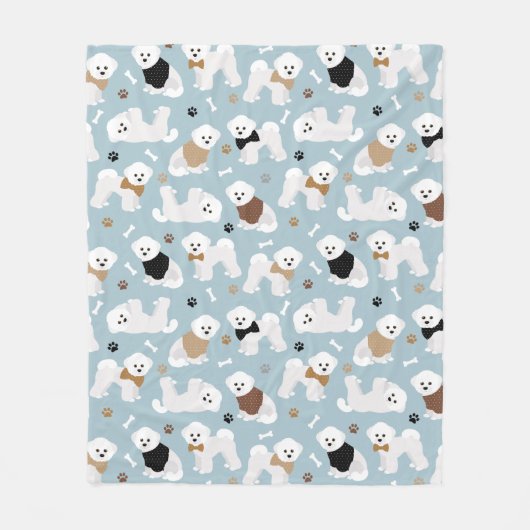 Bichon Frise Knochen und Paws Blue Fleecedecke (Vorderseite)