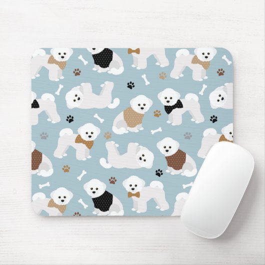 Bichon Frise Knochen und Paws Blue Mousepad (Mit Mouse)