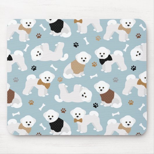 Bichon Frise Knochen und Paws Blue Mousepad (Vorne)