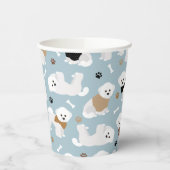 Bichon Frise Knochen und Paws Blue Pappbecher (Links)