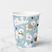 Bichon Frise Knochen und Paws Blue Pappbecher (Rechts)