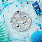 Bichon Frise Knochen und Paws Blue Pappteller (Party)