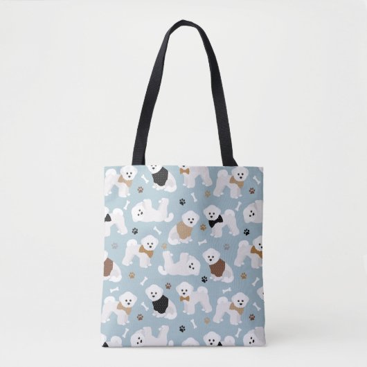 Bichon Frise Knochen und Paws Blue Tasche (Vorderseite)