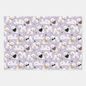 Bichon Frise Knochen und Paws Grau Blau Lila Geschenkpapier Set (Vorderseite 3)