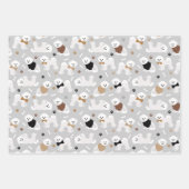 Bichon Frise Knochen und Paws Grau Blau Lila Geschenkpapier Set (Vorderseite 2)