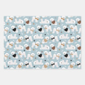 Bichon Frise Knochen und Paws Grau Blau Lila Geschenkpapier Set (Vorderseite)