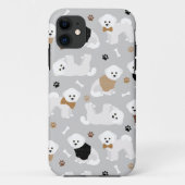 Bichon Frise Knochen und Paws Grau Case-Mate iPhone Hülle (Rückseite)