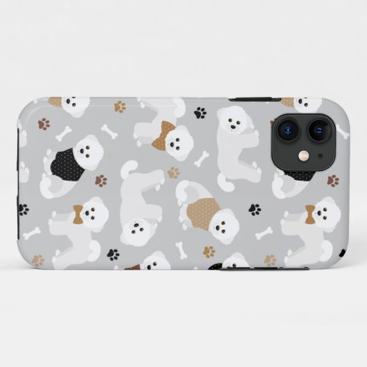 Bichon Frise Knochen und Paws Grau Case-Mate iPhone Hülle (Rückseite (Horizontal))