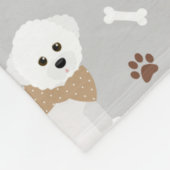 Bichon Frise Knochen und Paws Grau Fleecedecke (Ecke)