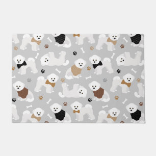 Bichon Frise Knochen und Paws Grau Fußmatte