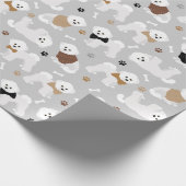 Bichon Frise Knochen und Paws Grau Geschenkpapier (Ecke)