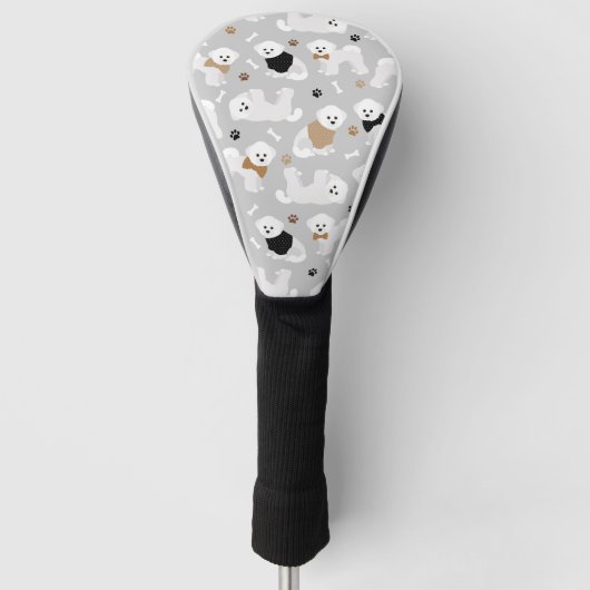 Bichon Frise Knochen und Paws Grau Golf Headcover (Vorderseite)
