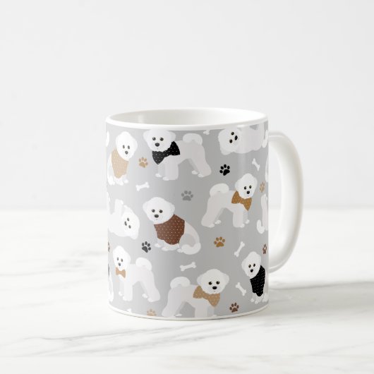 Bichon Frise Knochen und Paws Grau Kaffeetasse (VorderseiteRechts)