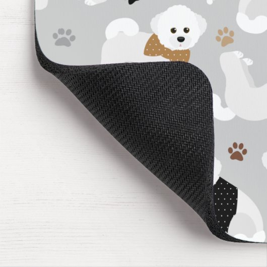 Bichon Frise Knochen und Paws Grau Mousepad (Ecke)