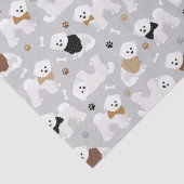 Bichon Frise Knochen und Paws Grau Seidenpapier (Ausschnitt)