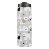 Bichon Frise Knochen und Paws Grau Thermosbecher (Vorderseite)