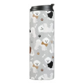 Bichon Frise Knochen und Paws Grau Thermosbecher (Nach links gedreht)
