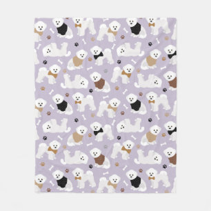 Bichon Frise Knochen und Paws Lila Fleece Blanken