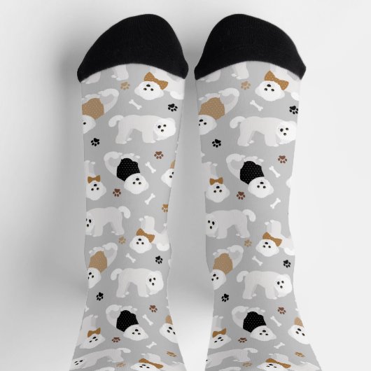 Bichon Frise Knochen und Paws Socken (Oben)