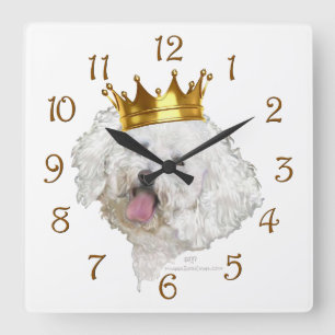 Bichon Frise König Quadratische Wanduhr