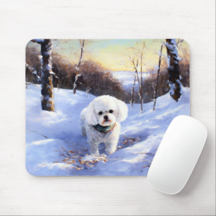 Bichon Frise Lass es schneien Weihnachten Mousepad