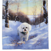 Bichon Frise lässt es Weihnachten schnee Duschvorhang (Vorderseite)