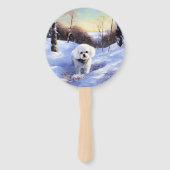 Bichon Frise lässt es Weihnachten schnee Fächer (Vorderseite)