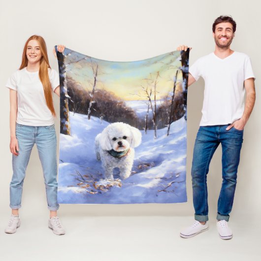 Bichon Frise lässt es Weihnachten schnee Fleecedecke (Beispiel)