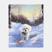 Bichon Frise lässt es Weihnachten schnee Fleecedecke (Vorderseite)
