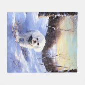 Bichon Frise lässt es Weihnachten schnee Fleecedecke (Vorderseite (Horizontal))