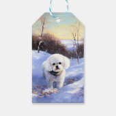 Bichon Frise lässt es Weihnachten schnee Geschenkanhänger (Rückseite)